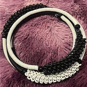 Fair Trade Upcycled Black & White Telephone Wire Coil Wrap Bracelet